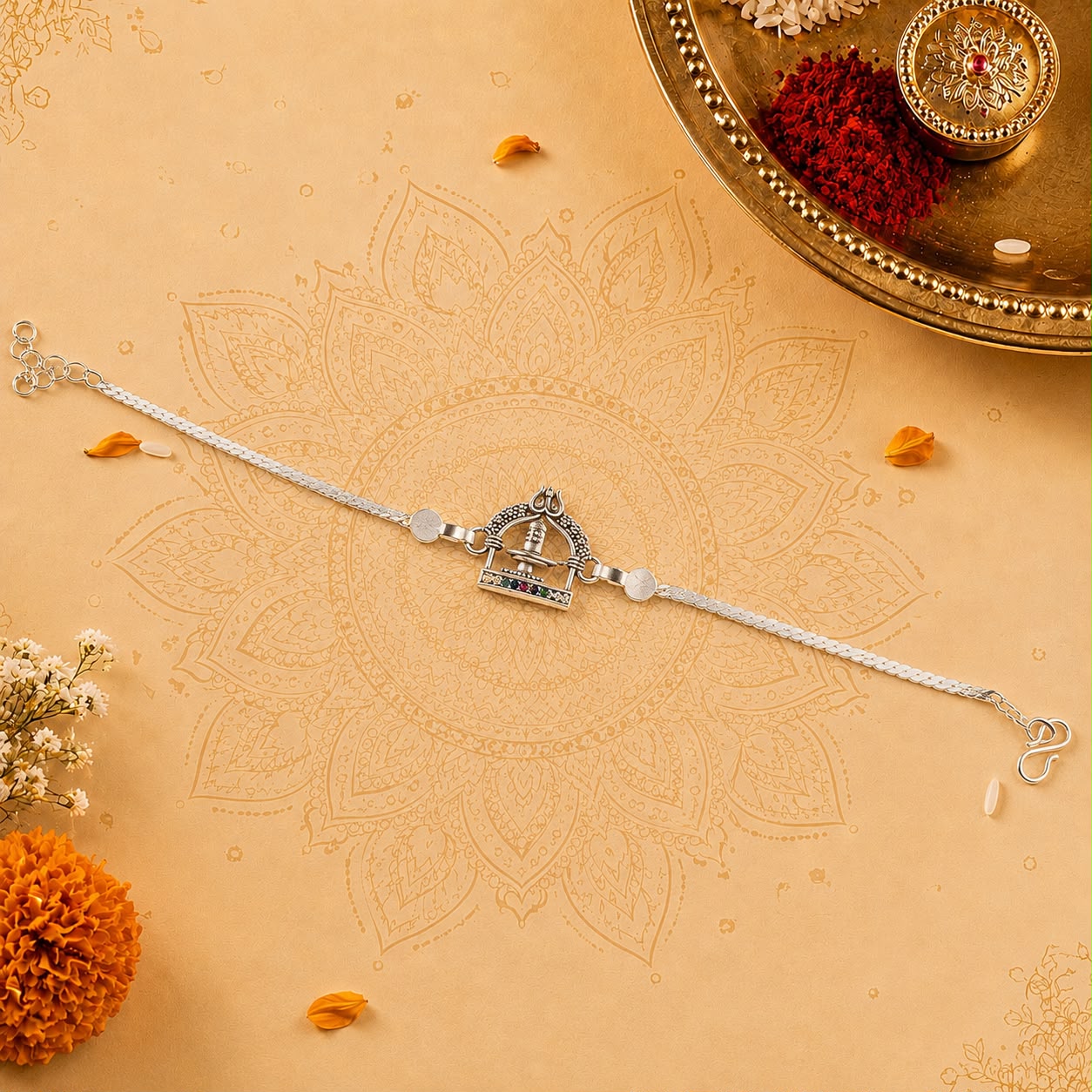 MAHADEV SHIVLING SILVER CHAIN RAKHI