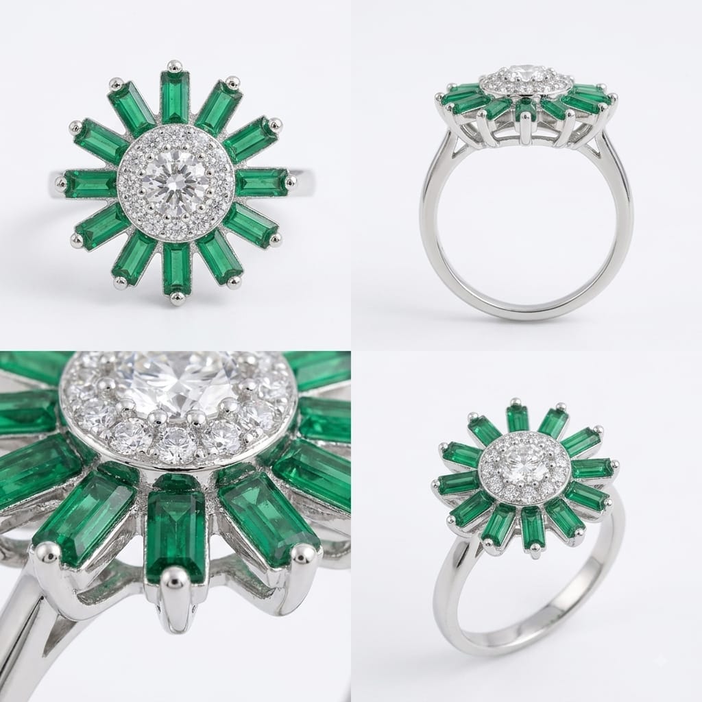 FLOWER DESIGN SILVER 92.5 RING