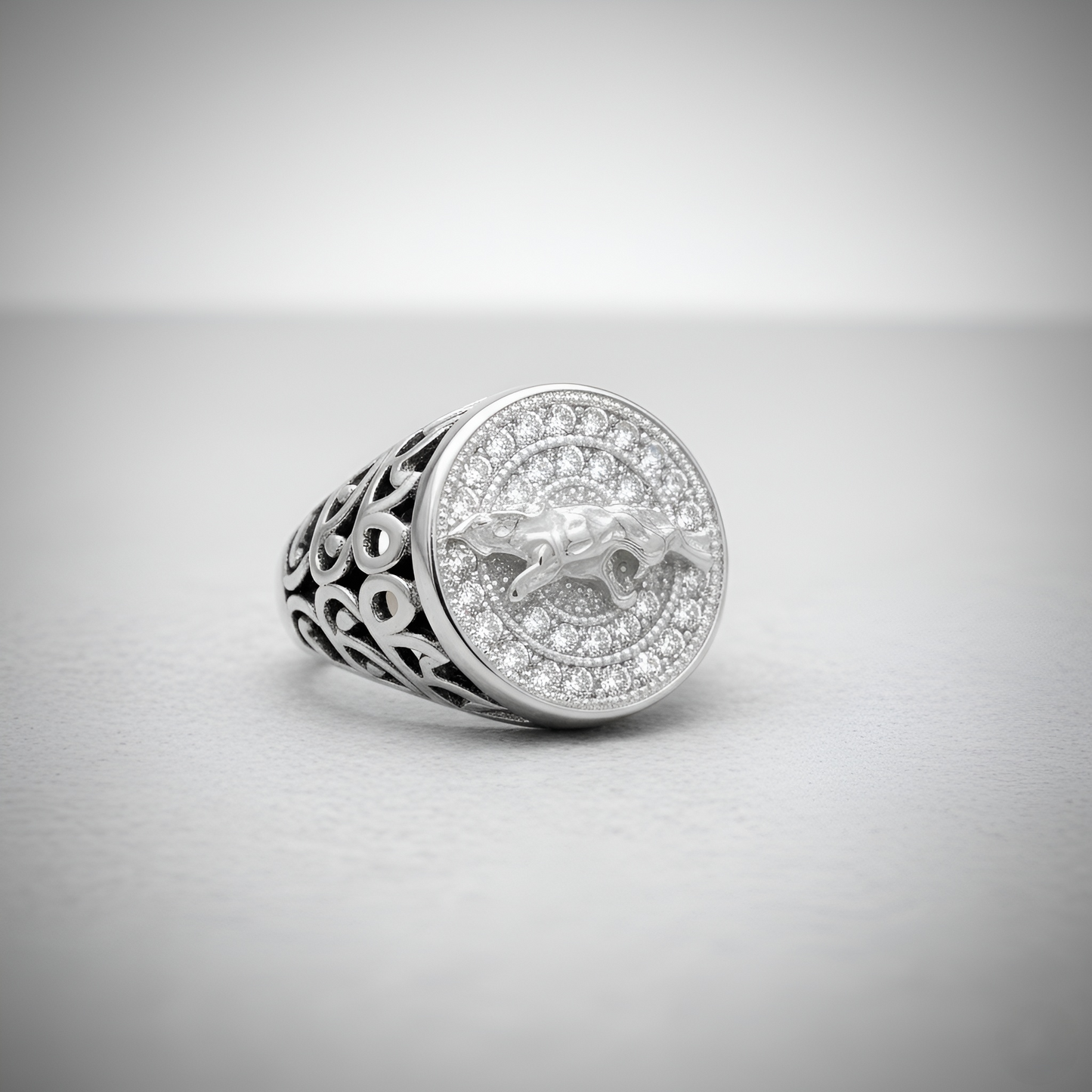 Silver Panther Design Ring with Sparkling Stone Accents | Men’s Premium Silver Ring