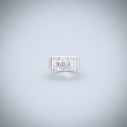 Silver INDIA Ring for Men | Patriotic Silver Ring