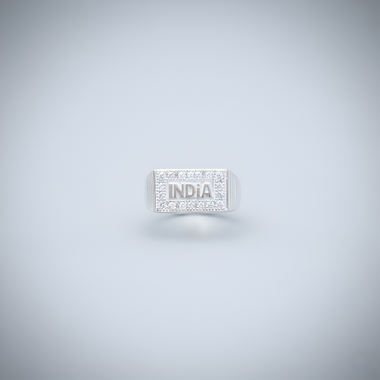 Silver INDIA Ring for Men | Patriotic Silver Ring