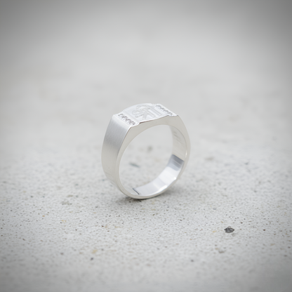 Silver Shree Designer Band with Stone Accents | Men's Silver Ring