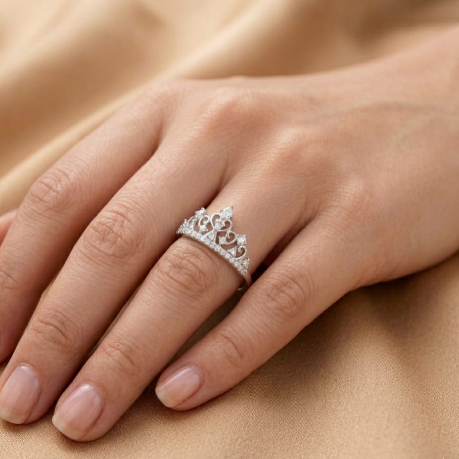CROWN DESIGN SILVER 92.5 RING