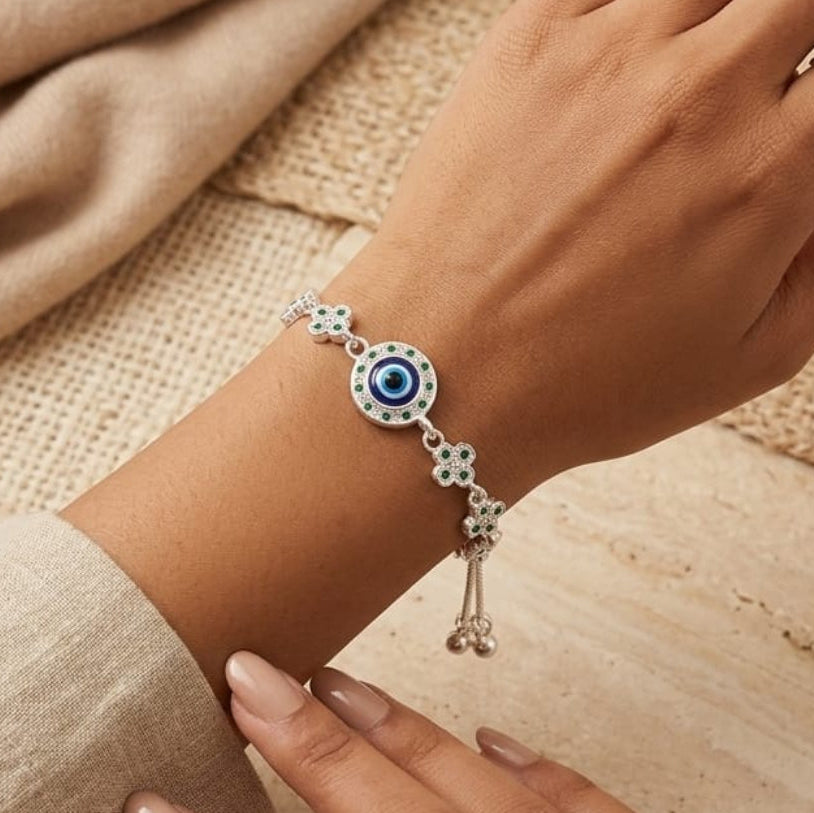 SILVER EVIL EYE BRACELET