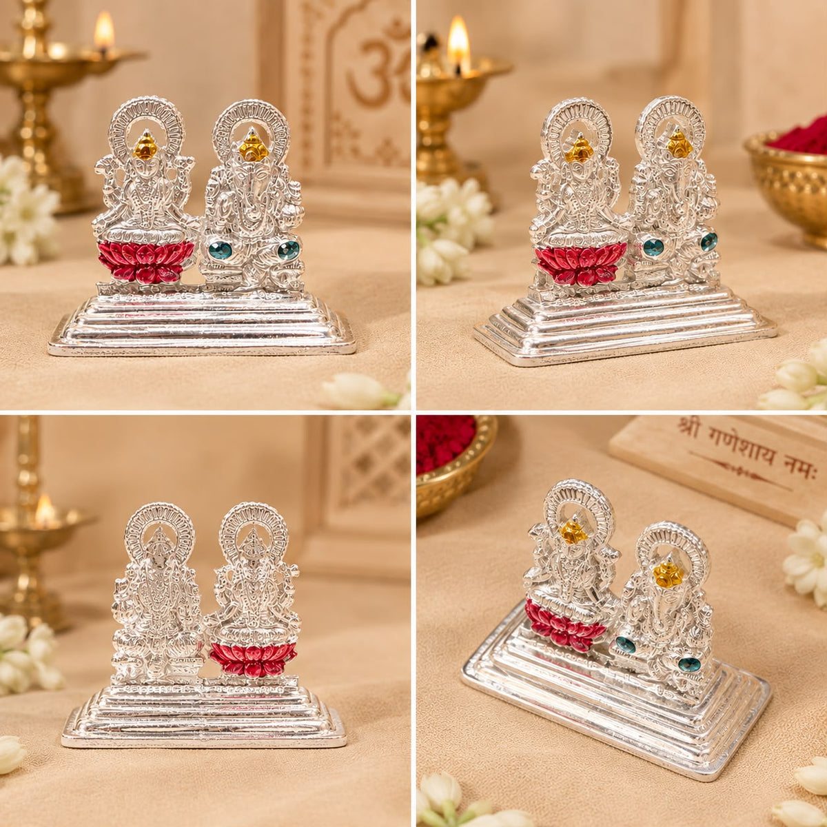 SILVER GANESH JI LAXMI JI MURTI