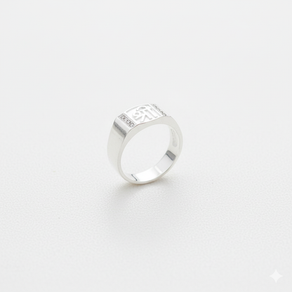 Silver Shree Designer Band with Stone Accents | Men's Silver Ring