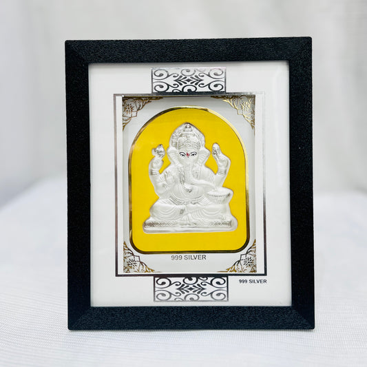 Silver Ganesh Ji Frame Frame for Gift, Home Decor or Pooja