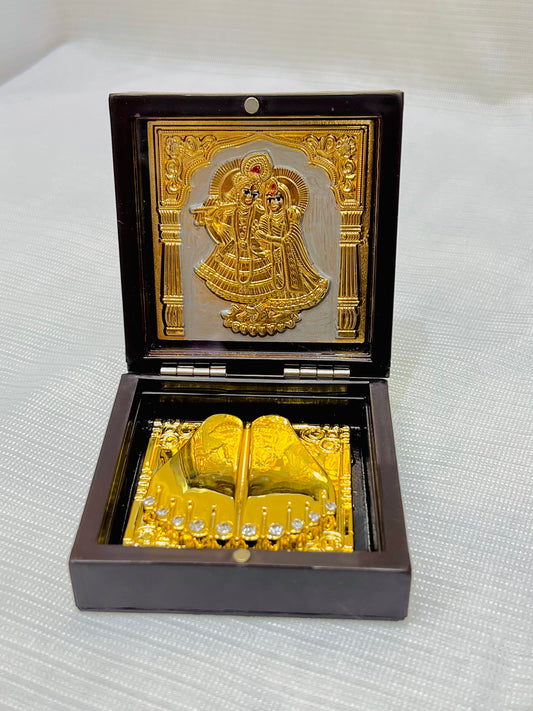 Gold Polish Radha Krishna Fame Box For Homedecor or Gift Purpose
