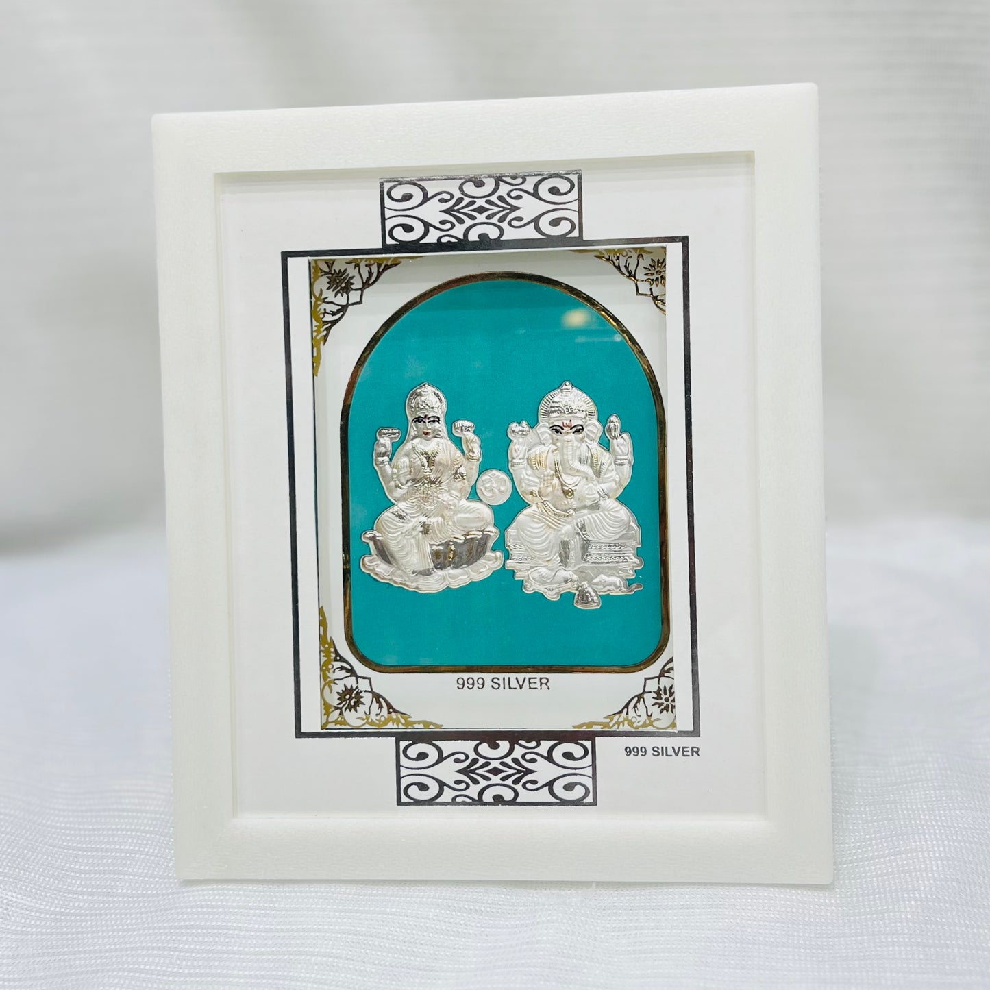 Silver Laxmi Ganesh Frame Idol For Homedecor or Gift Purpose