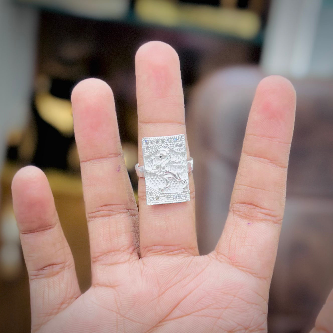 Lion Face Silver Rectangle Ring for Men | Stylish Boys Ring | Party & Daily Wear