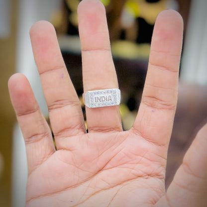 Silver INDIA Ring for Men | Patriotic Silver Ring