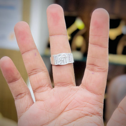 Silver Shree Designer Band with Stone Accents | Men's Silver Ring