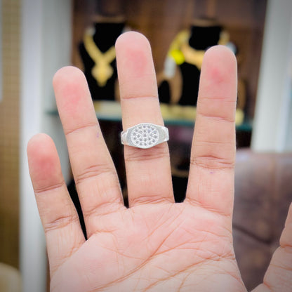 Silver Designer Ring with Sparkling White Accents | Premium Men's Silver Ring