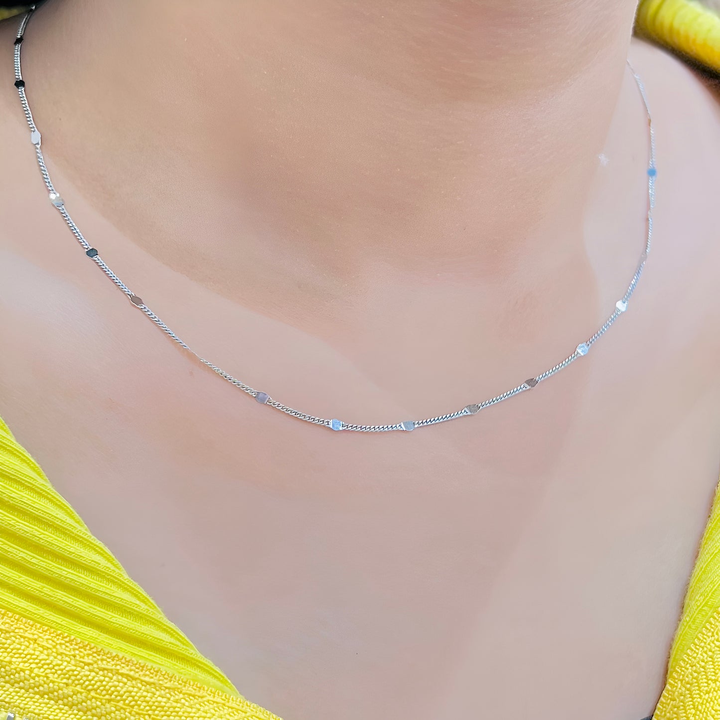 Minimal Silver Beaded Chain for Women – Classic Lightweight Daily Wear