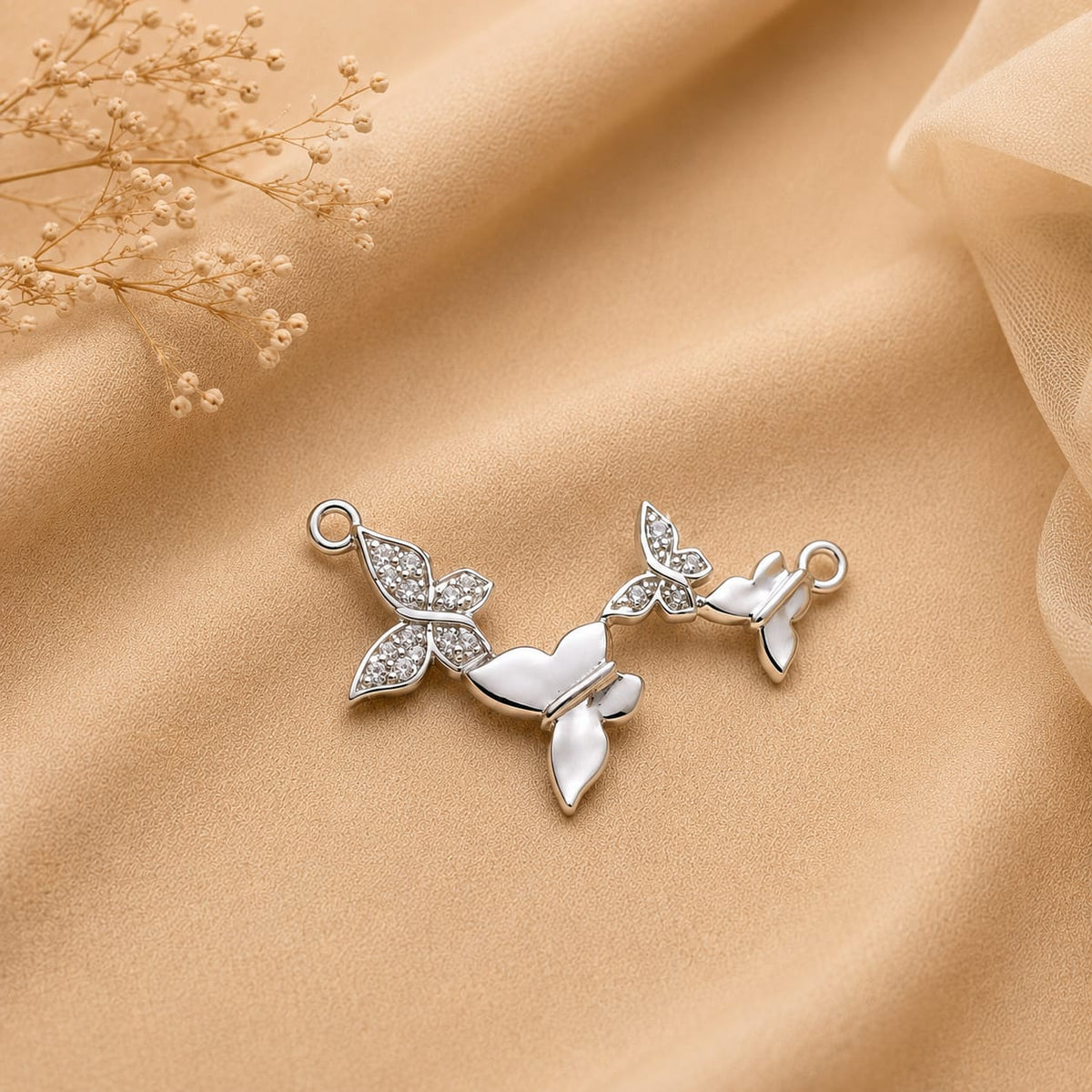 BUTTERFLY DESIGN SILVER 92.5 MANGALSUTRA PENDANT