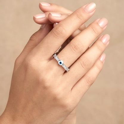 SILVER EVIL EYE RING