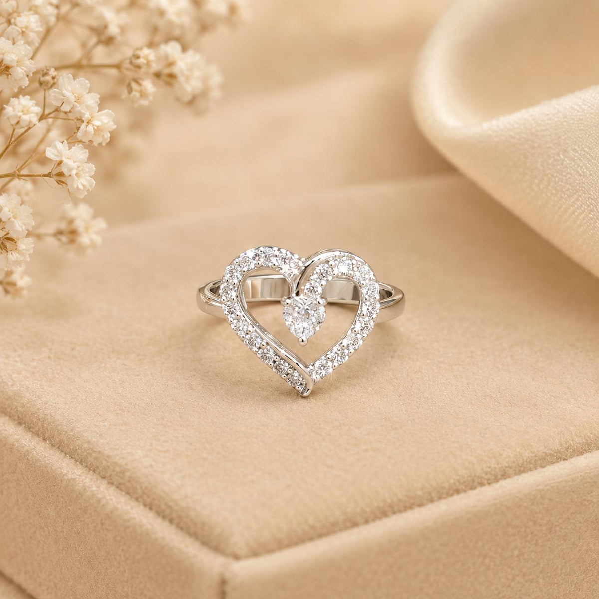 HEART SHAPE SILVER 92.5 RING