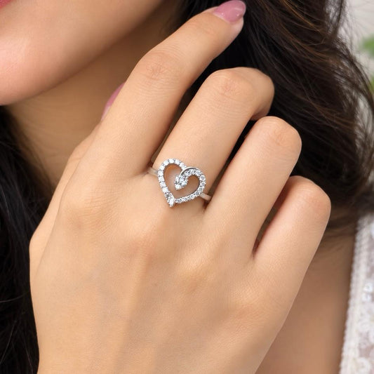 HEART SHAPE SILVER 92.5 RING