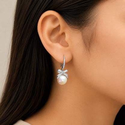 BOW STYLE SILVER 92.5 HANGING EARRING