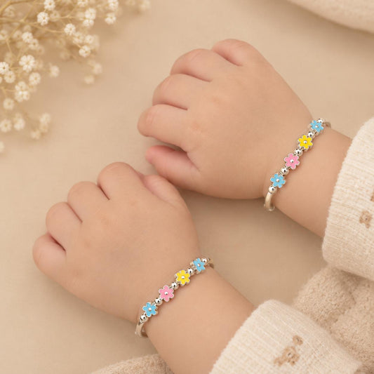 FLOWER DESIGN SILVER 92.5 BABY KADA