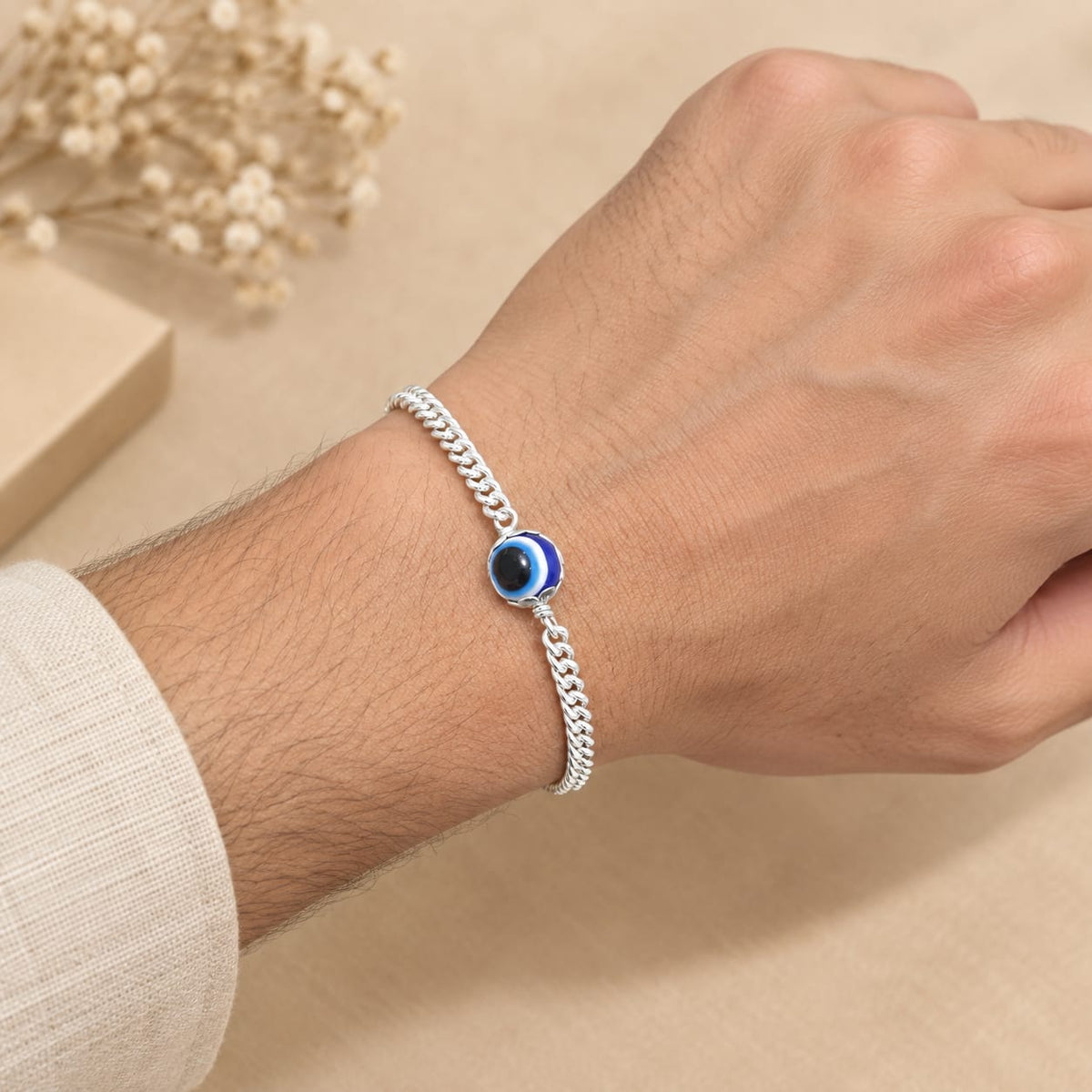 SILVER EVIL EYE BRACELET