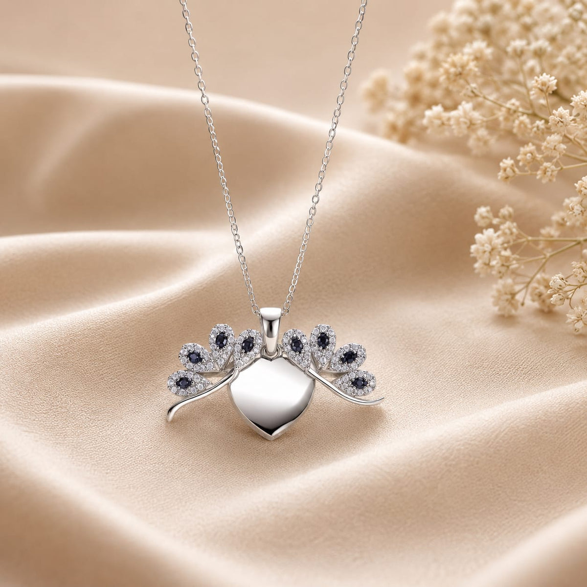 WINGS HEART SILVER 92.5 GIRLS CHAIN PENDANT