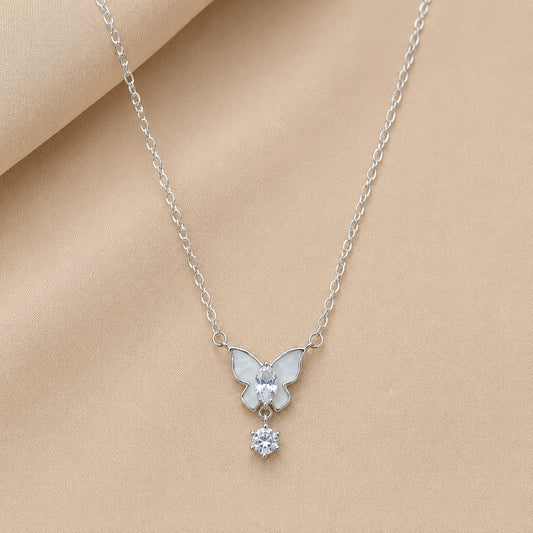BUTTERFLY DESIGN SILVER 92.5 CHAIN PENDANT
