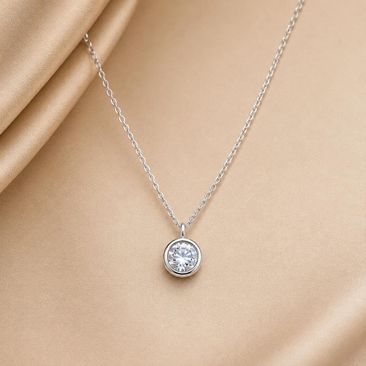 SINGLE STONE SILVER 92.5 CHAIN PENDANT