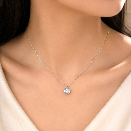 SINGLE STONE SILVER 92.5 CHAIN PENDANT