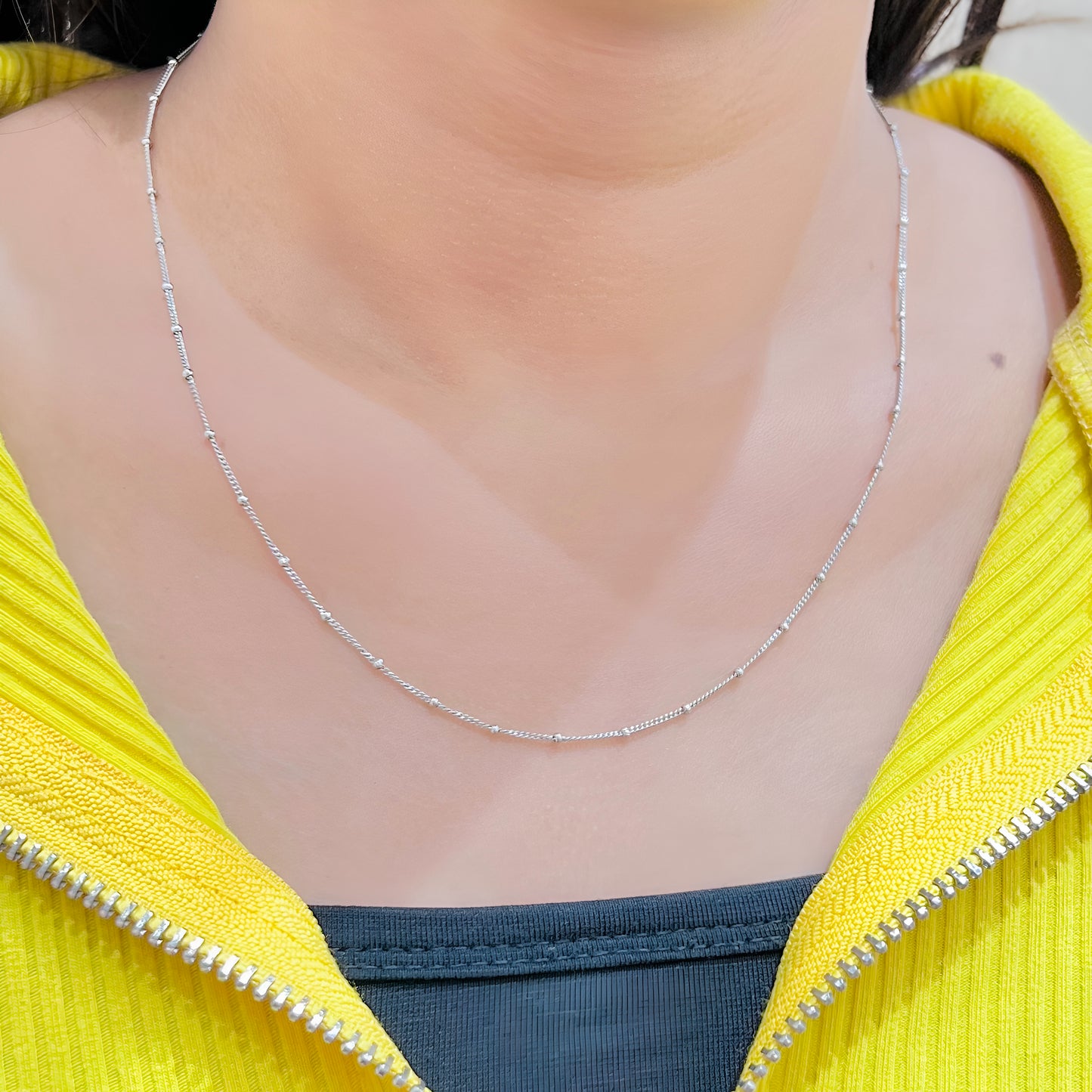 Sparkle Silver Lightweight Chain for Women – Sleek Beaded Design Chain