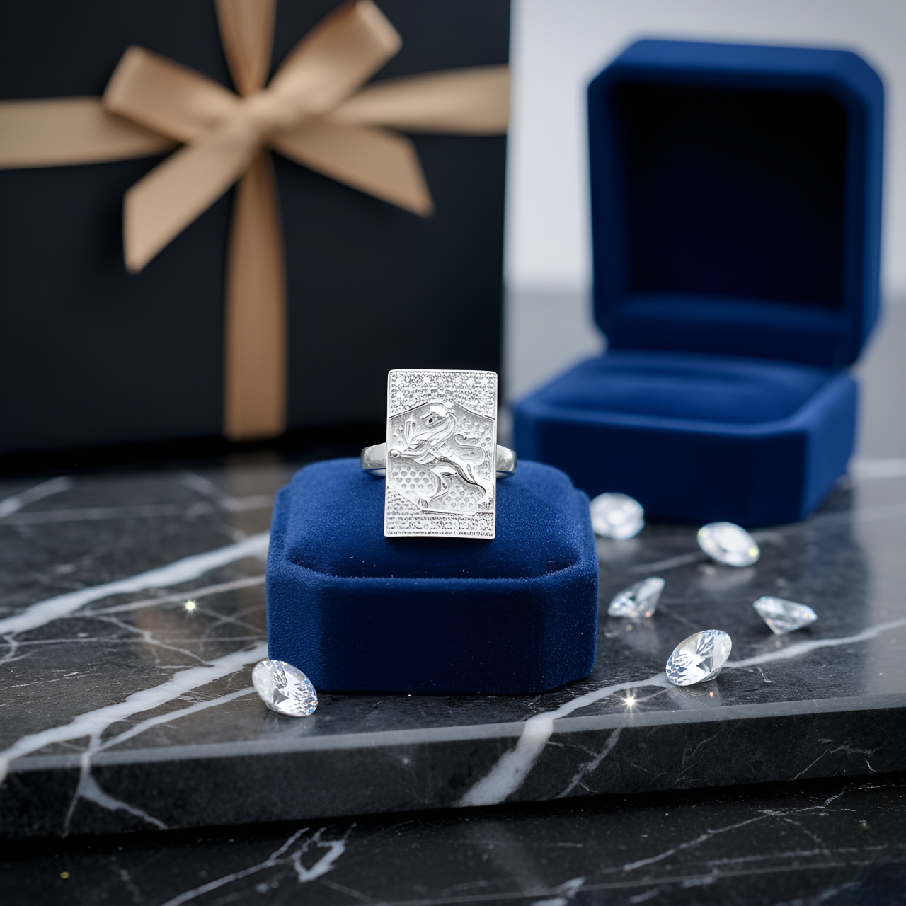 Lion Face Silver Rectangle Ring for Men | Stylish Boys Ring | Party & Daily Wear