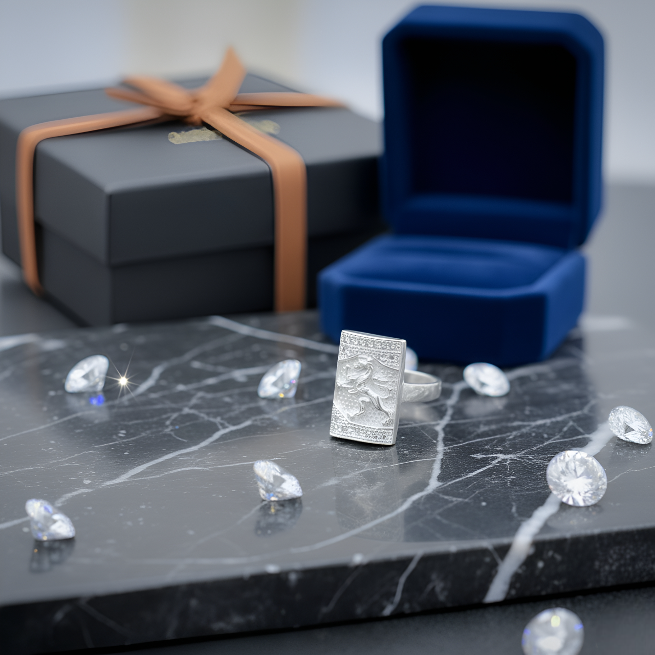 Lion Face Silver Rectangle Ring for Men | Stylish Boys Ring | Party & Daily Wear