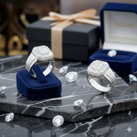 Silver Sparkling Stonework Ring | Men’s Silver Ring