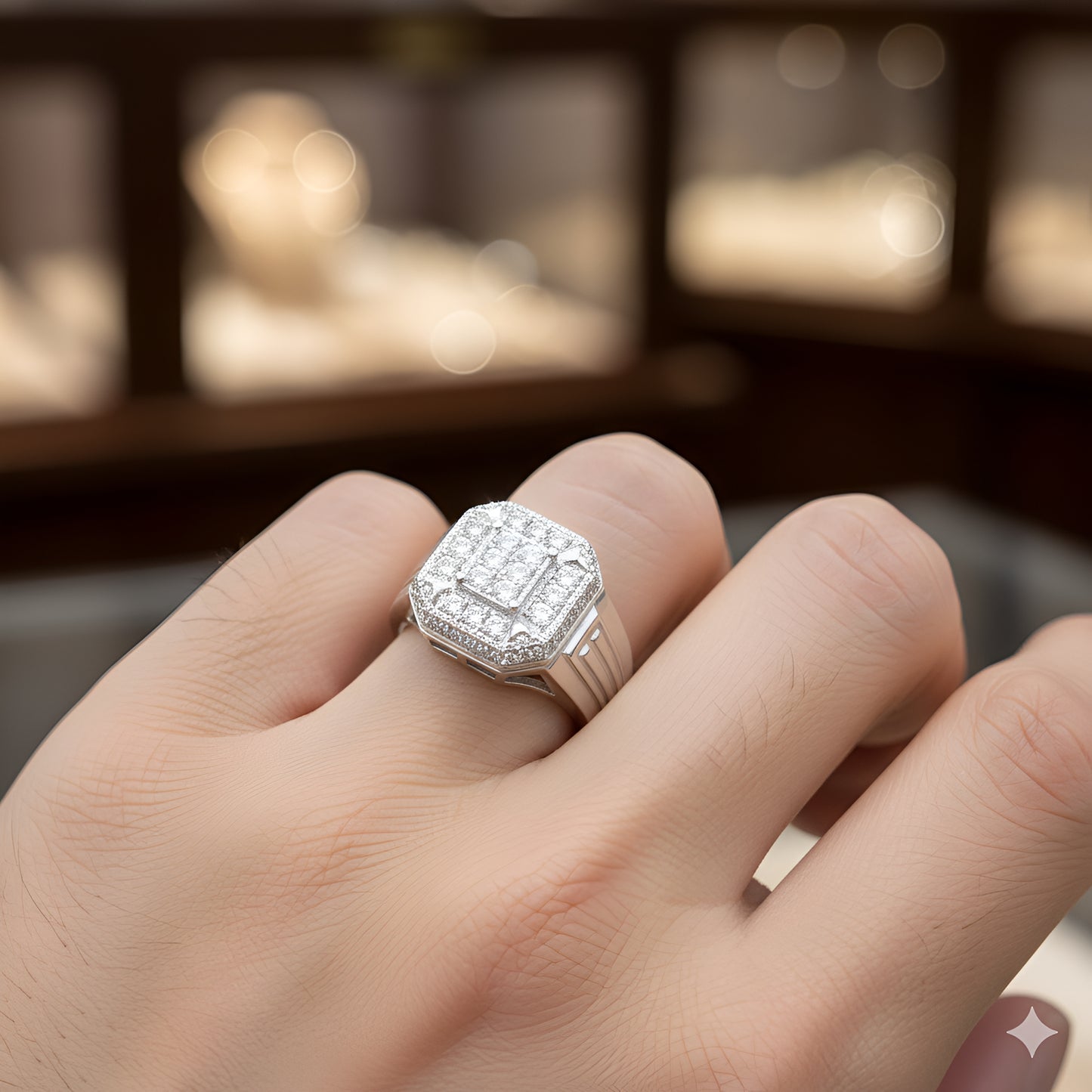 Silver Sparkling Stonework Ring | Men’s Silver Ring