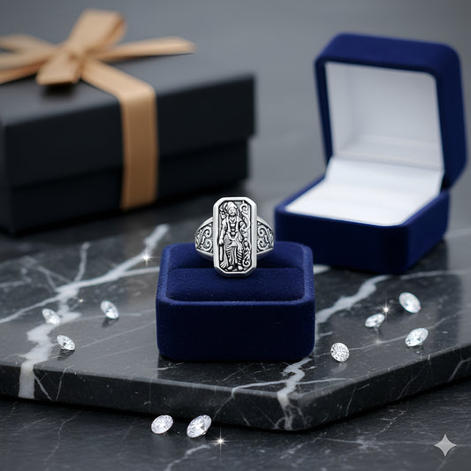 Religious God Idol Silver Ring for Men | Stylish Shree Ram Ring