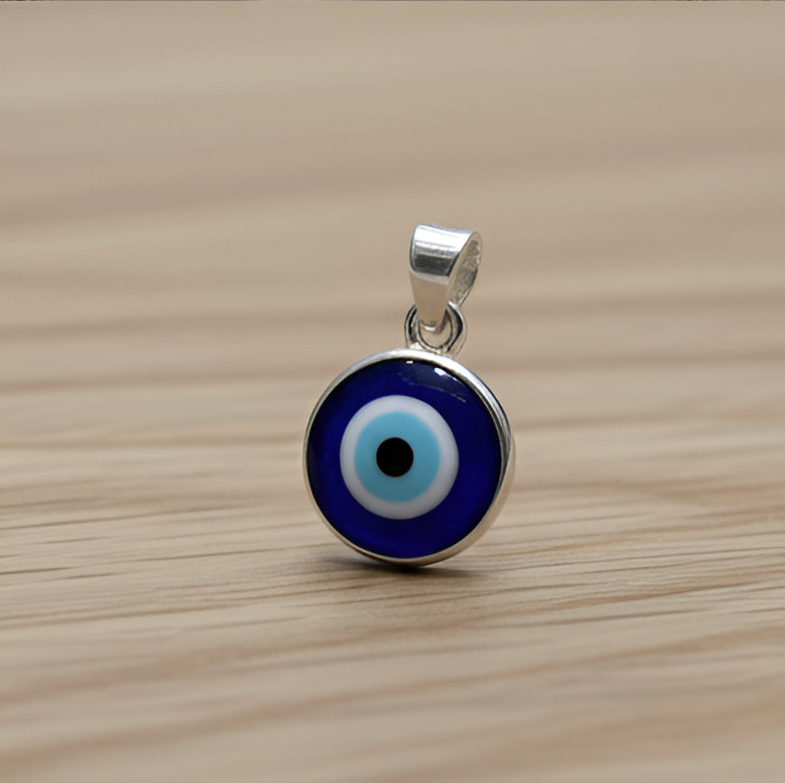 Silver Evil Eye Protection Pendant – Spiritual Charm for Men & Women