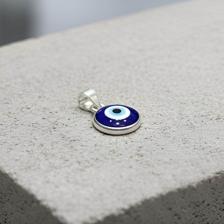 Silver Evil Eye Protection Pendant – Spiritual Charm for Men & Women