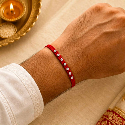 HANDCRAFT STRIP MOLI SILVER RAKHI