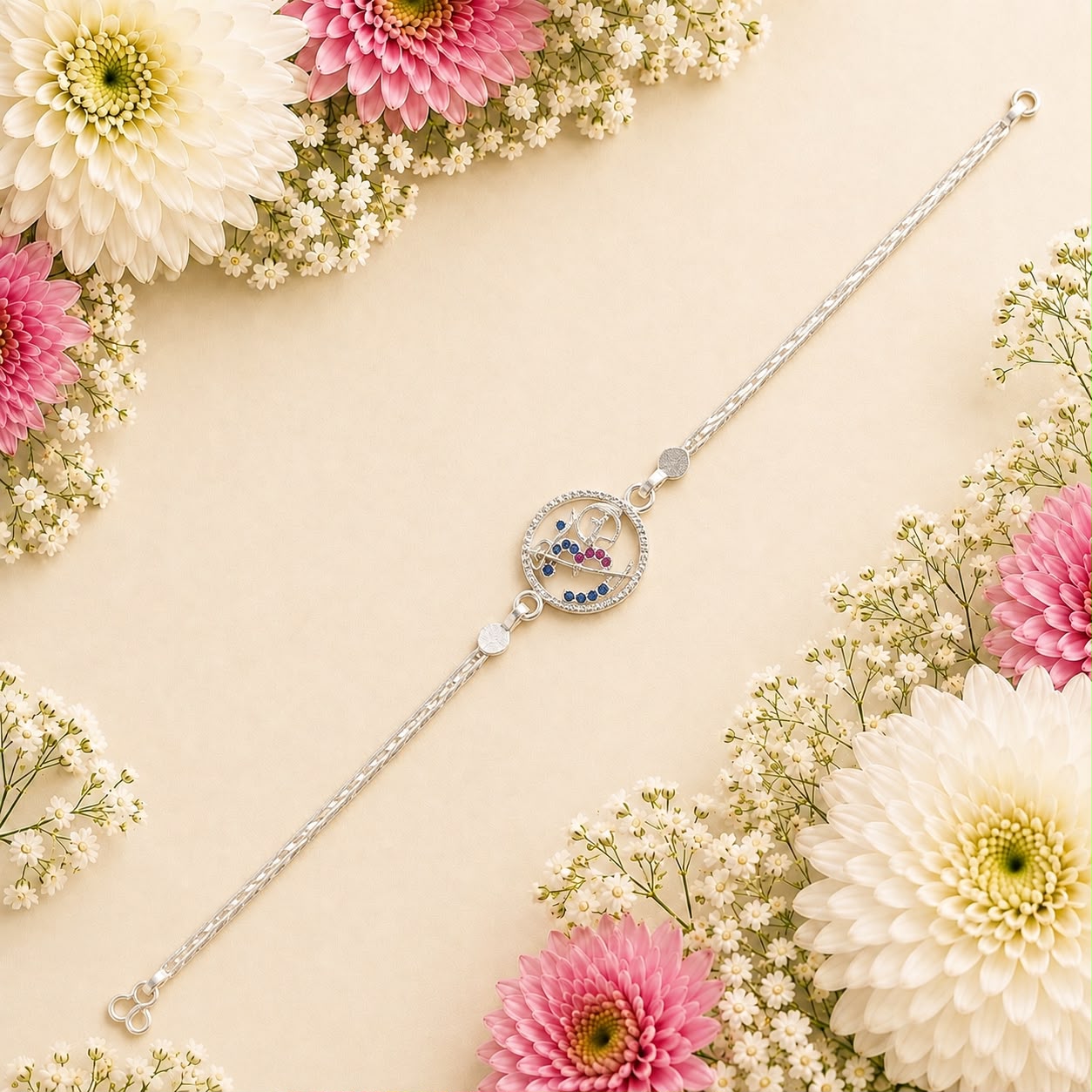 OM TRISHUL SILVER CHAIN RAKHI 92.5