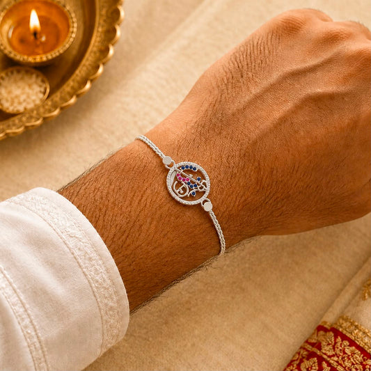 OM TRISHUL SILVER CHAIN RAKHI 92.5