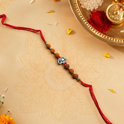 GANESH JI RUDRAKSHA SILVER RAKHI