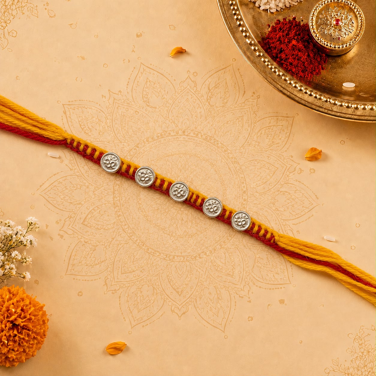 HANDCRAFT STRIP MOLI SILVER RAKHI