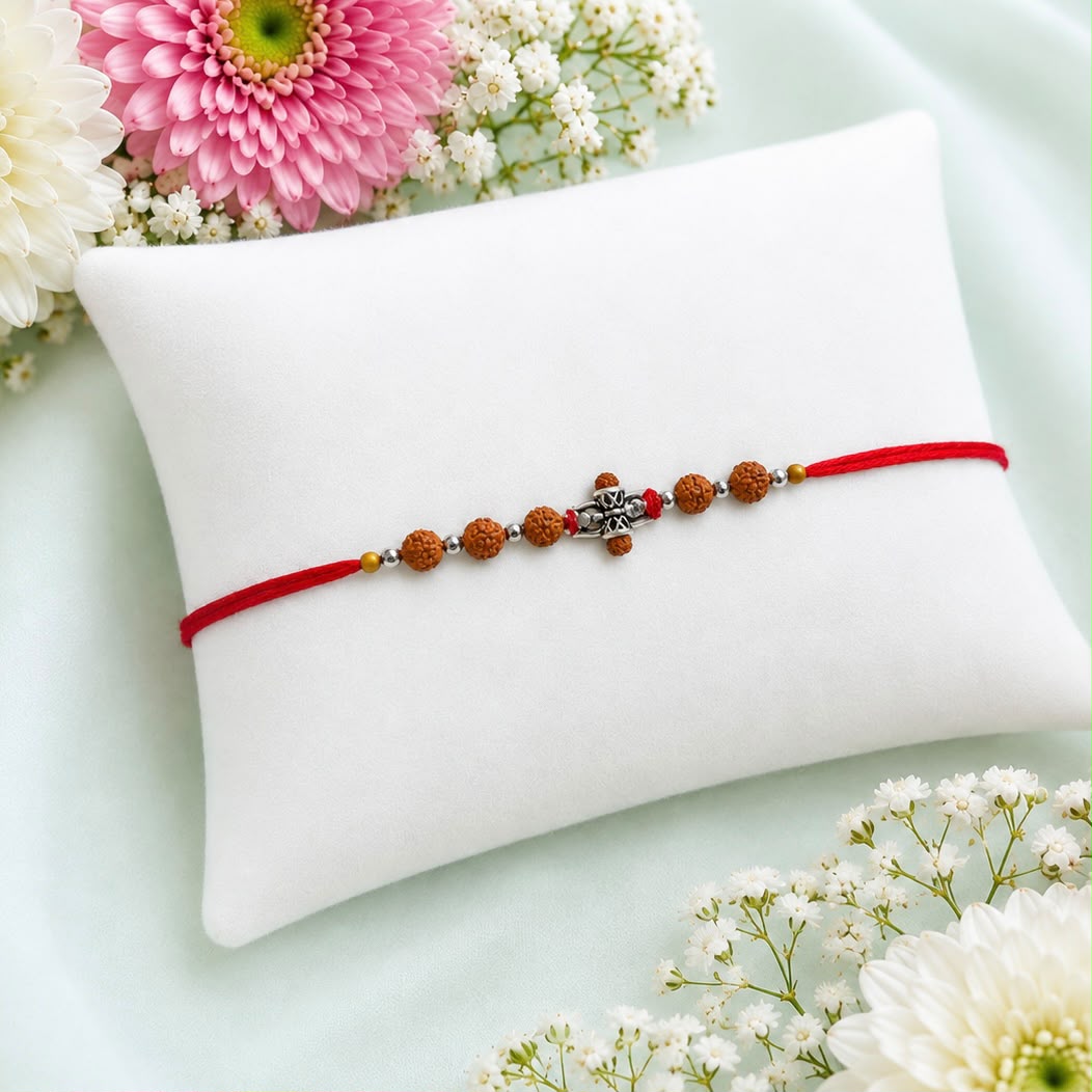 MAHADEV JI RUDRAKSHA SILVER RAKHI