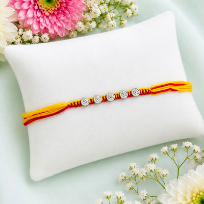 HANDCRAFT STRIP MOLI SILVER RAKHI