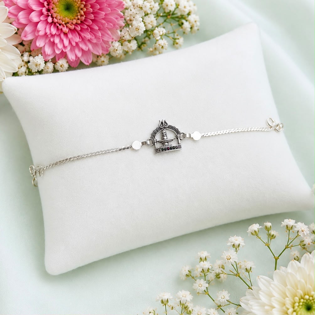MAHADEV SHIVLING SILVER CHAIN RAKHI