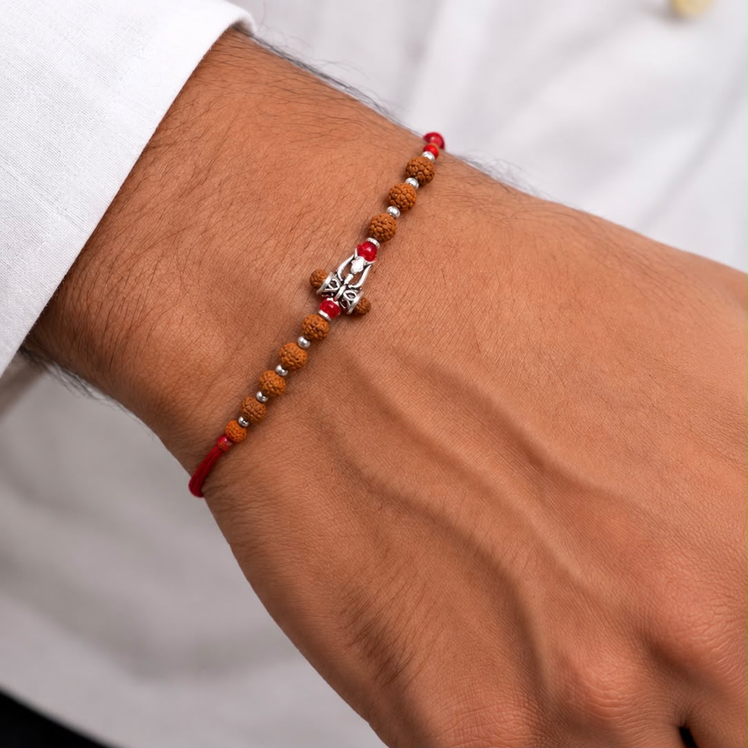 MAHADEV JI RUDRAKSHA SILVER RAKHI