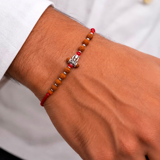 MAHADEV JI RUDRAKSHA SILVER RAKHI