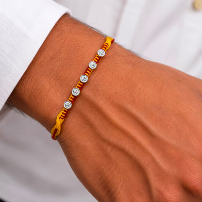 HANDCRAFT STRIP MOLI SILVER RAKHI