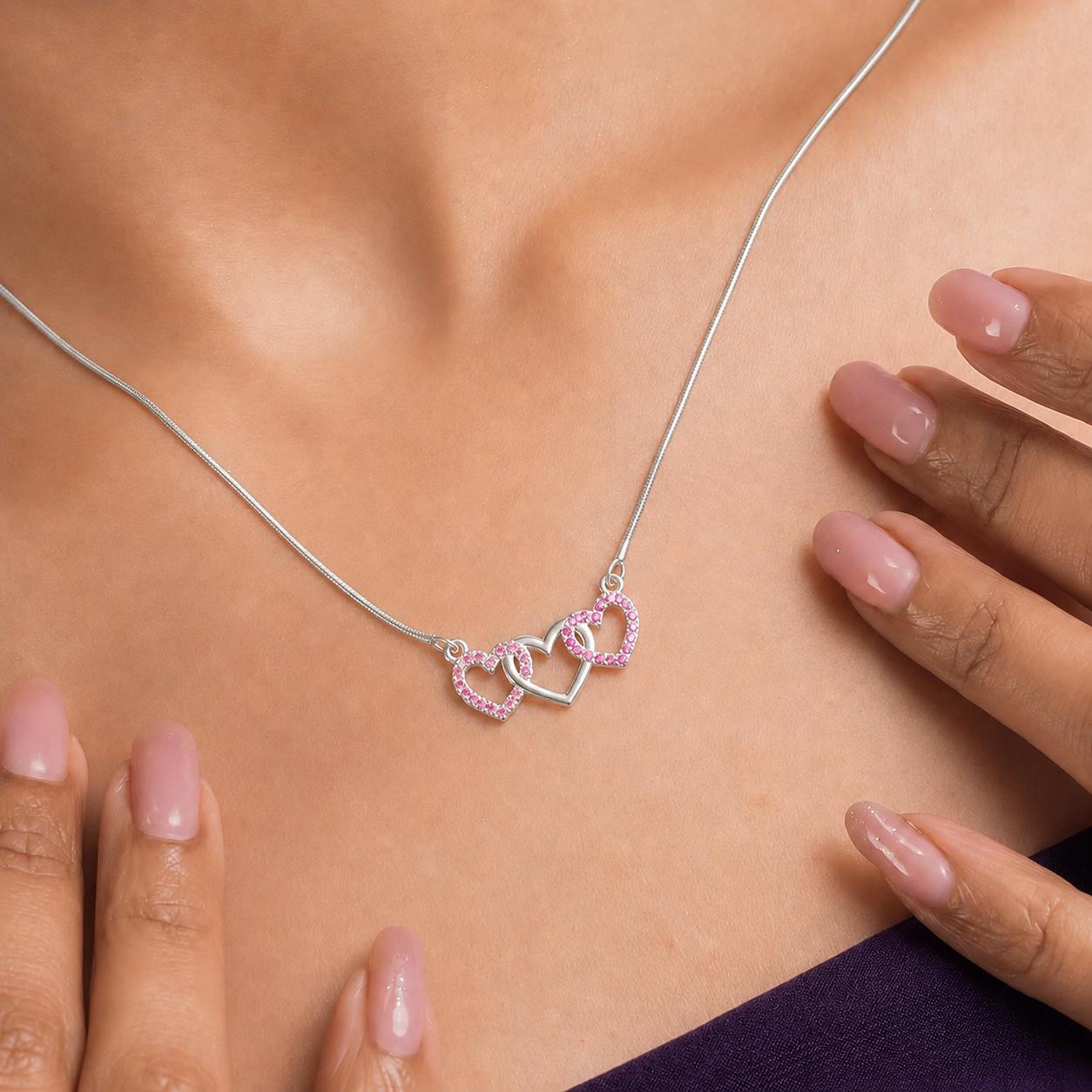 HEART SHAPE SILVER CHAIN PENDAT