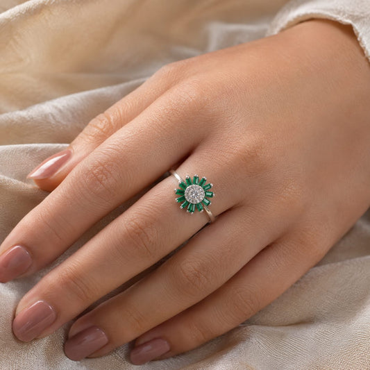FLOWER DESIGN SILVER 92.5 RING